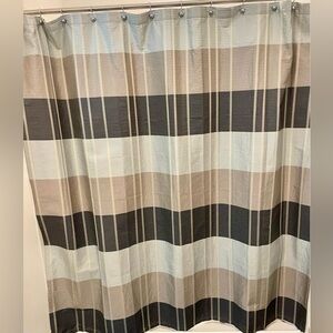 Shower curtain with fabric liner and 12 chrome shower rings
